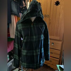 L.L. Bean Women’s Medium Scotch Flannel Shirt Hoodie- EUC